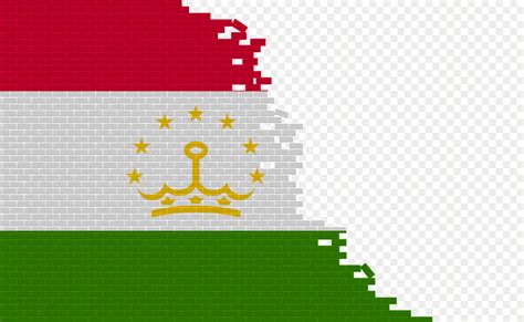 Tajikistan flag on broken brick wall. Empty flag field of another country. Country comparison ...