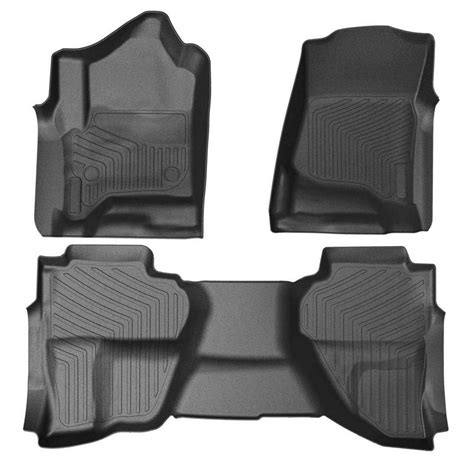 3PCS Front & Rear Car Floor Mats, for 2014-2018 Chevrolet Silverado /GMC Sierra 1500 2500HD ...