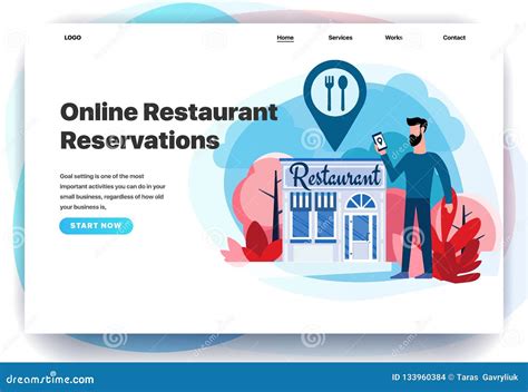 Web Page Design Templates for Restaurant Reservation Stock Vector - Illustration of event ...