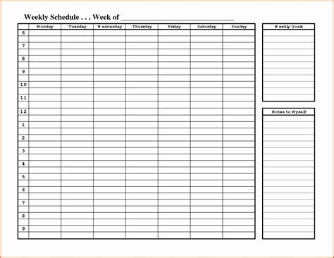 Hourly Weekly Calendar ⋆ Calendar for Planning