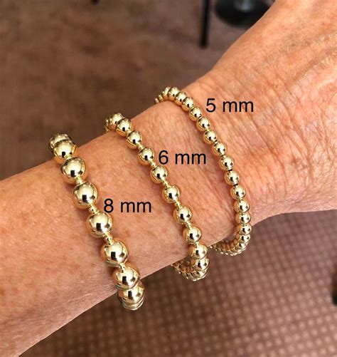 Solid 14 Karat Gold Bead Bracelet-5 mm