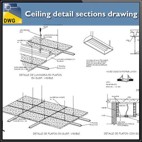 Free Ceiling detail sections drawing – CAD Design | Free CAD Blocks,Drawings,Details