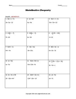 Distributive Property with Fractions Challenge Worksheet by Algebra ...