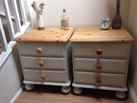 Pair Of Ducal Pine Bedside Tables Hand Painted Country White Shabby ...