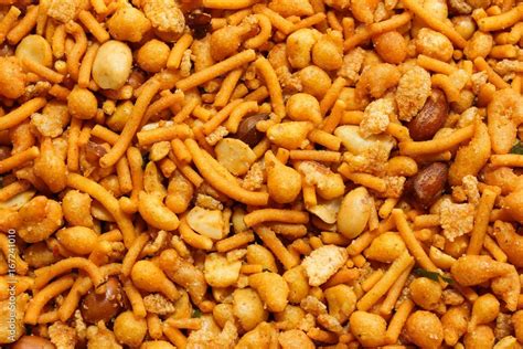 Mixture / Indian spicy snack mix background Stock Photo | Adobe Stock