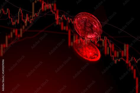 Bitcoin price crash with a red candlestick chart background Stock Photo ...