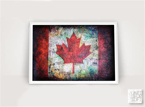 Canada Flag Hand-Painted Art Canadian Decor Distressed | Etsy