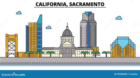 California, Sacramento.City Skyline Stock Vector - Illustration of ...