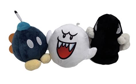 Super Mario Nintendo 8 Inch Villians Bob-omb Bullet Bill Boo Plush Toy Set - Walmart.com