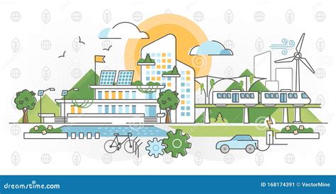 Ilustración Vectorial De La Infraestructura Verde Concepto De Esquema De Ciudad Ecológica ...