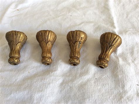 Antique 1800s Brass Ormolu Four Large Curtain Cord Pulls or