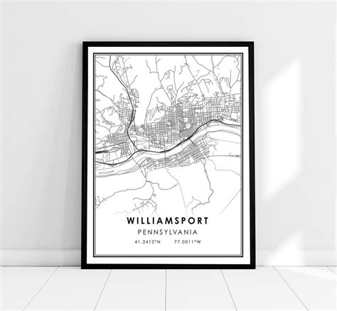 Williamsport Map Print Poster Canvas Pennsylvania City Map Print Poster ...