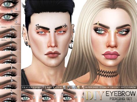 Sims 4 CC's - The Best: Eyebrow Piercing Set by Pralinesims