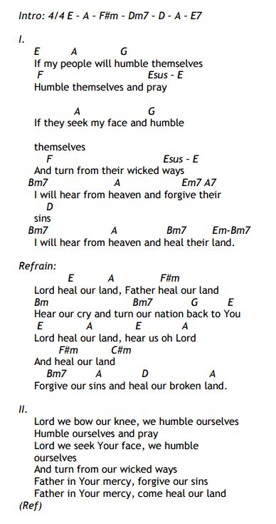 The Psalms of Praise: HEAL OUR LAND lyrics and chords