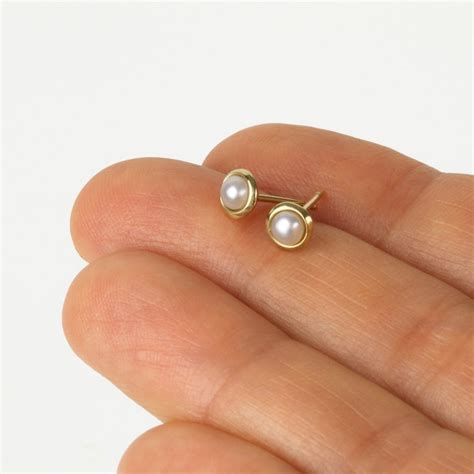 Small pearl earrings gold pearl earrings pearl stud earrings | Etsy