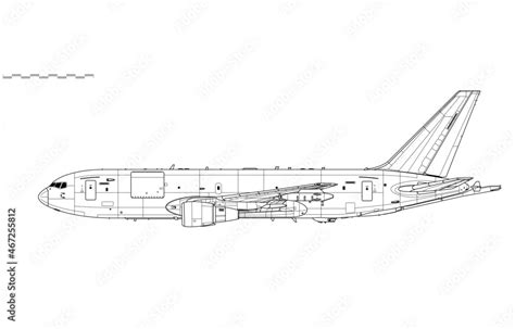 Boeing KC-46 Pegasus. Vector drawing of aerial refueling tanker and ...