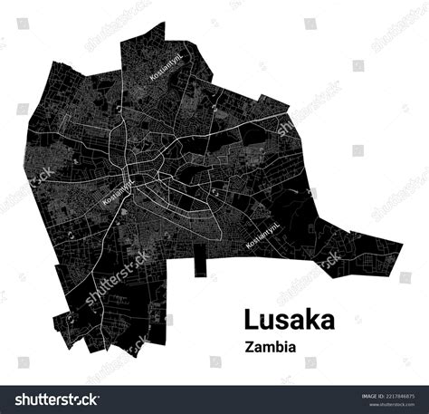 Lusaka Map Detailed Vector Map Lusaka Stock Vector (Royalty Free ...