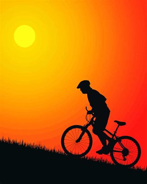 Sunset Bicycle Tour Silhouette - Diamond Painting - DiamondPaintings.Pro