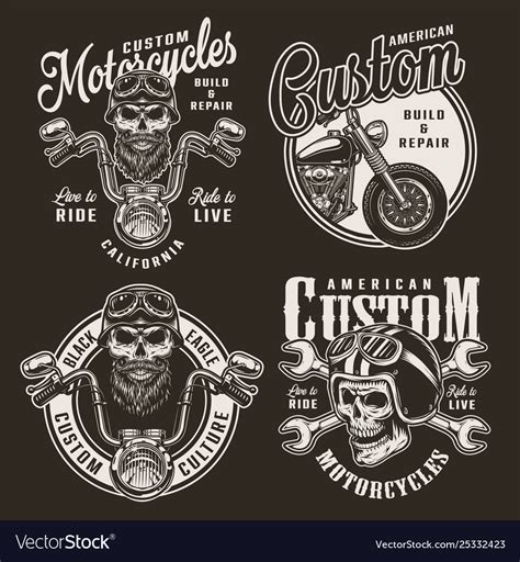 Vintage custom motorcycle logos Royalty Free Vector Image