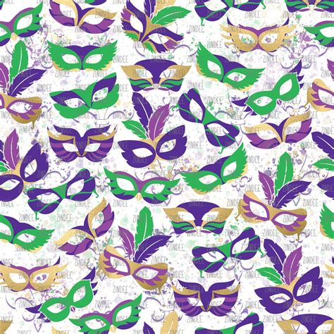 Mardi Gras Masks seamless (digital paper) – Zindee.com