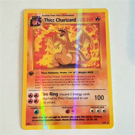 Thicc Charizard Tarjeta Pokemon holográfica hecha a medida | Etsy España