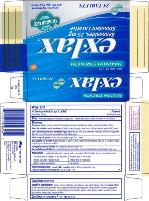 EX-LAX MAXIMUM STRENGTH STIMULANT LAXATIVE (pill) GlaxoSmithKline Consumer Healthcare Holdings ...