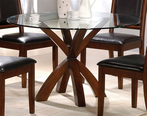 Wood Base For Dining Table Glass Top | Glass round dining table, Round glass kitchen table ...