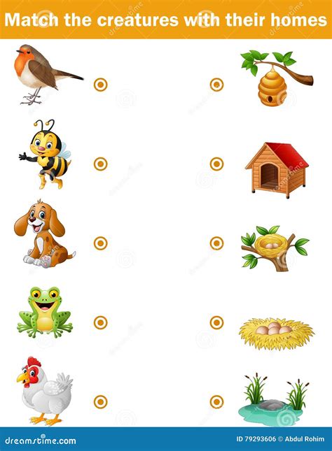 Matching Game For Children, Animals With Their Homes Vector ...