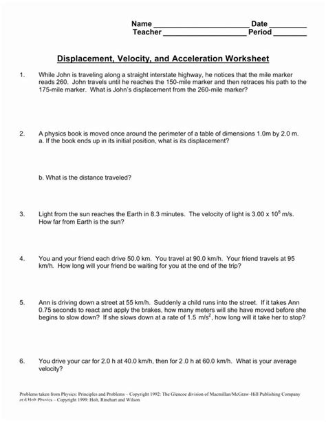 Answer Key Speed Velocity And Acceleration Calculations Worksheet Answers – Kidsworksheetfun