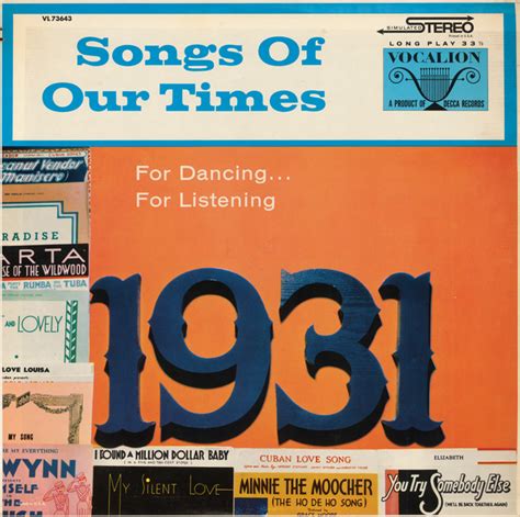 Songs Of Our Times - Song Hits Of 1931 : Ray Benson And His Orchestra ...