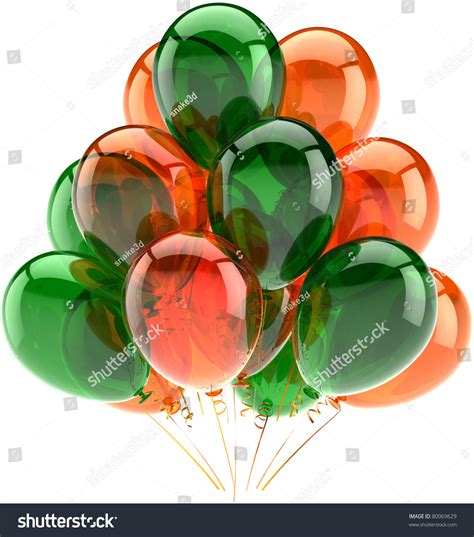 Party Balloons Happy Birthday Decoration Orange Stock Illustration 80069629