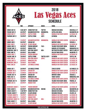 Printable2018 Las Vegas Aces Basketball Schedule