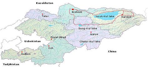 Kyrgyzstan Lake Issyk Kul Map