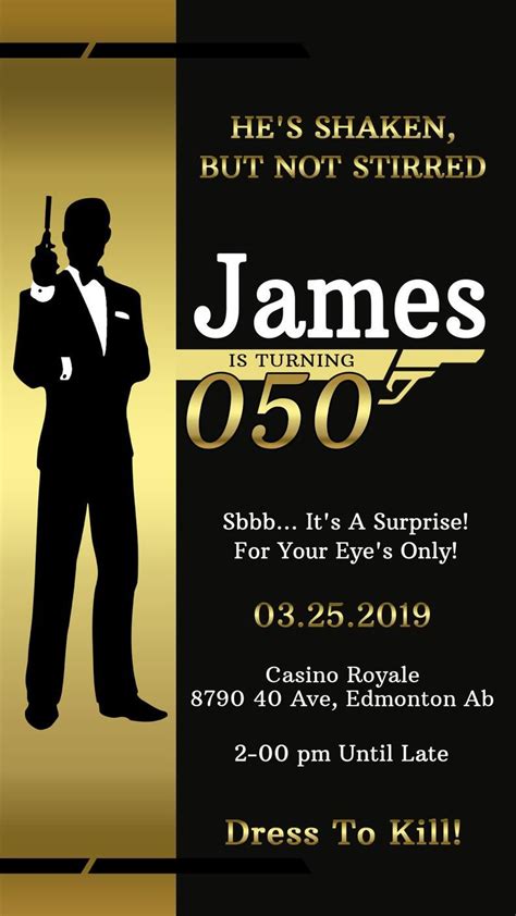 James Bond Personalised Birthday Electronic Invitation man | Etsy | Electronic invitations ...