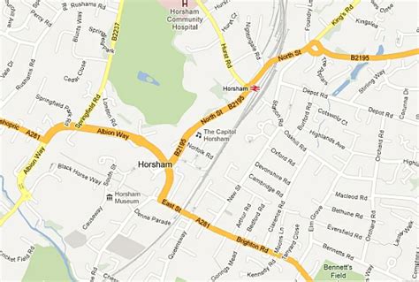 Maps for Horsham and street map of Horsham