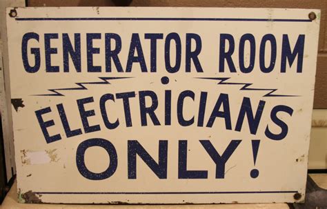 Hand painted vintage sign Generator Room Electricians Only