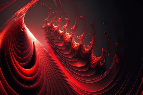 Premium AI Image | Red abstract wave forms