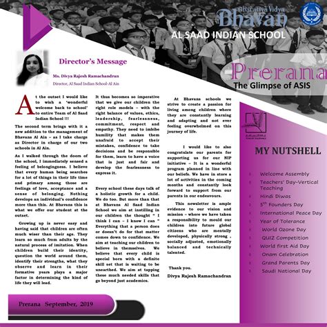 Newsletter - Sep19 - Al Saad Indian School, Al Ain - Page 1 - 12 | Flip PDF Online | PubHTML5