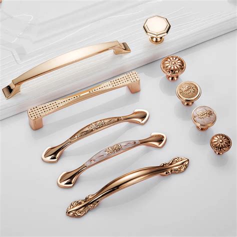 Gold Door Handles Wardrobe Drawer Knobs Kitchen Cabinet Knobs and ...