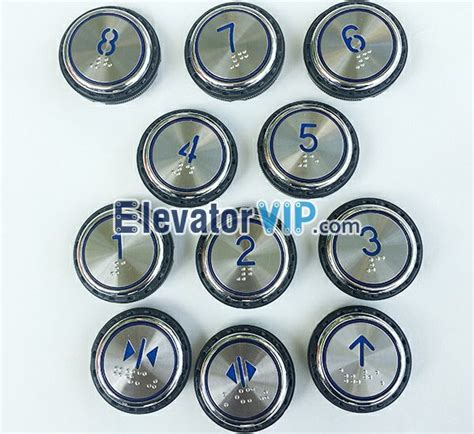 PB29 JY0001 OTIS Elevator Push Button Blue Light with Braille Character, Hole Size 37mm with 4 ...