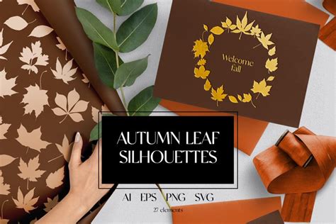 Autumn leaf silhouettes