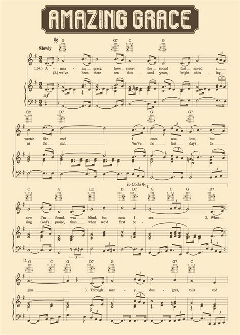 Amazing Grace Sheet Music - 15 Free PDF Printables | Printablee