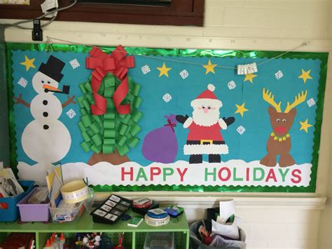 Happy Holidays Bulletin Board ️ Christmas School, Winter Christmas ...