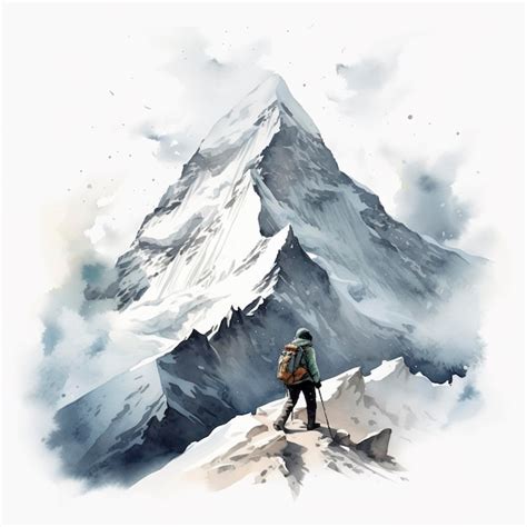 Premium AI Image | Watercolor painting of beautiful mountain with snow