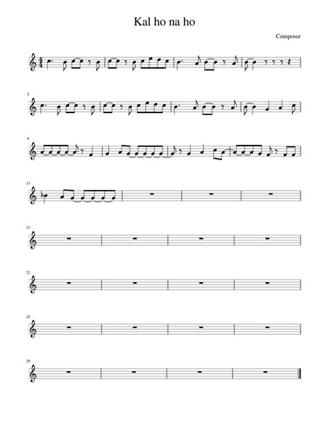 Kal ho na ho Sheet music for Piano | Download free in PDF or MIDI ...