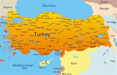 Turquie carte des villes Grandes villes de Turquie carte (Asie de l ...