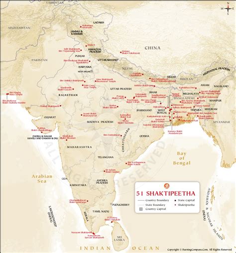 Shaktipeeth Map, 51 Shakti Peeth List
