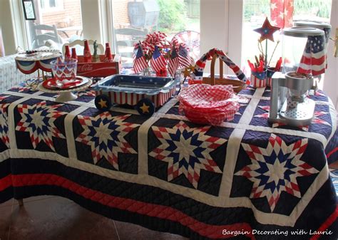 BARGAIN DECORATING WITH LAURIE: RED WHITE AND BLUE SNACK TABLE