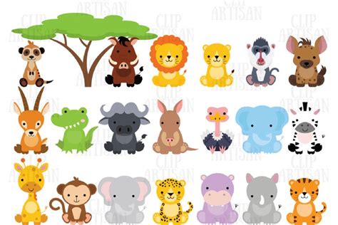 Safari Baby Animals Clipart / Jungle Animals / Zoo Animals