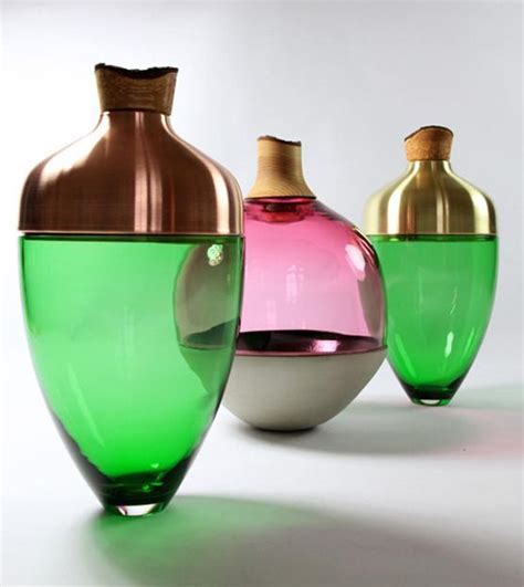 Colored Glass Vases Enhancing Handmade Decor Accessories with Organic Design